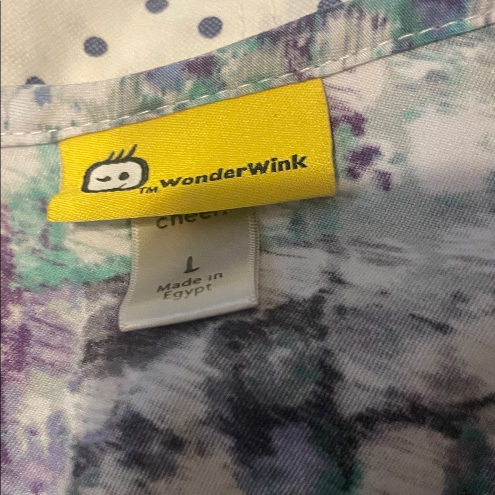 WonderWink Women's Scrub Top in Teal, Purple, Gray and White - Picture 2 of 2